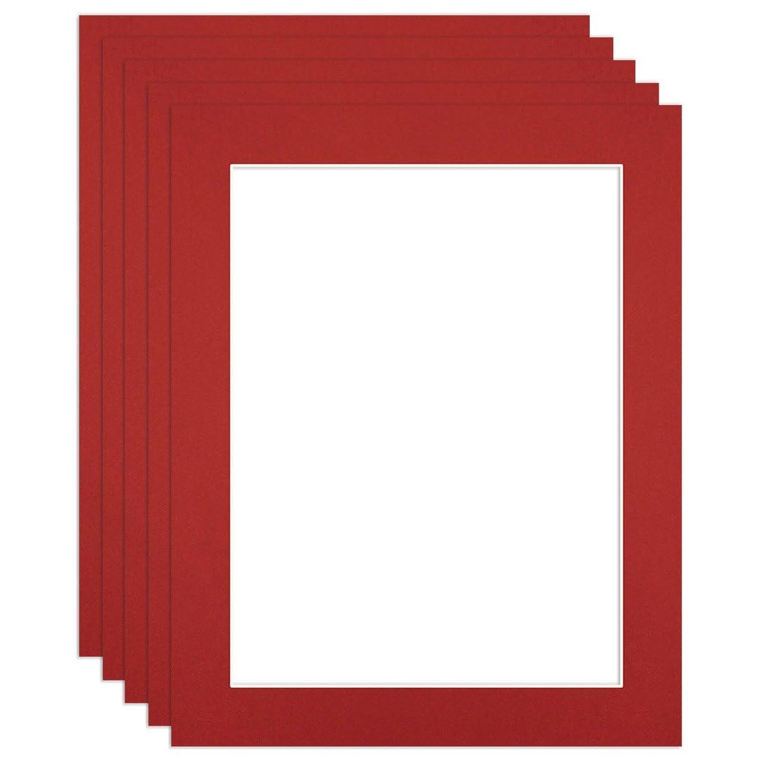 Procut Global 20x16" Crimson Picture Mounts to Fit 16x12" Aperture - Precision Cut Cardboard Photo Mount - Ideal for Frames, Prints, Artwork & Certificates - Sizes & Colours Available - 5 Pack