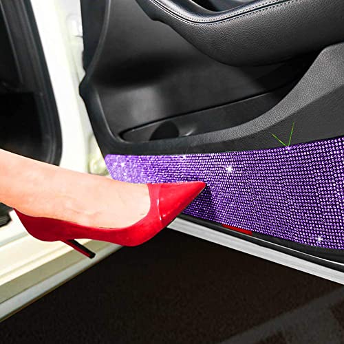 Image of eing Bling Car Door Anti-Kick Pad Crystal Door Protective Pad Universal Anti-Kick Dirty Stickers Anti-Collision Stickers,4 Pack /Set(2 Pack for Front Door and 2 Pack for Back Seat Door),Purple