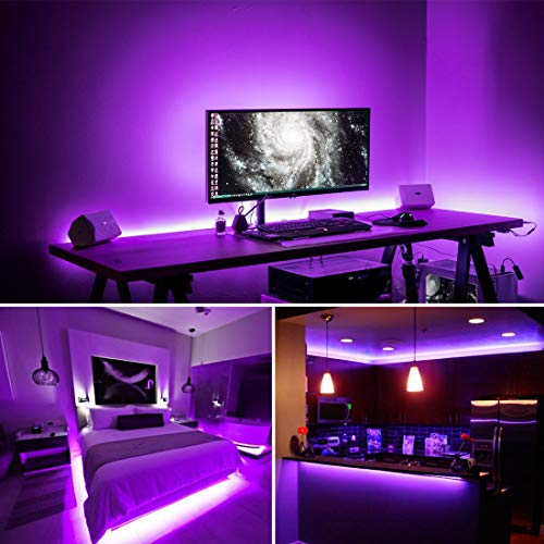 Image of 20ft LED Black Light Strip Kit, 12V Blacklight LED Strips, Touchable | 360 Units Led, Flexible Blacklights for Halloween, Bedroom, Glow Party, Fluorescent Decor, Indoor, Non-Waterproof