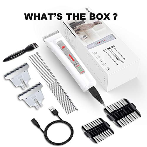 Brobantle Dog Grooming Clippers Professional Low Noise Cordless Dog Clippers with 2 Titanium Alloy Blades Pet Hair Trimmer Kit Rechargeable Shaving Tool for Cats Dogs and Other Animals-White - Thumbnail 7