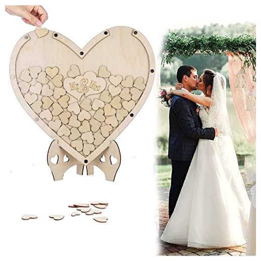 Bröllopsgästbok, Drop Top Frame Logga in Bokbröllop,Gästbokhjärtan i trä, Dropbox-hjärtan i gästboken, för bröllop, babydusch, födelsedag, fest