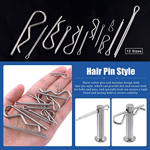 Glarks 215Pcs 304 Stainless Steel Cotter Pins And Hairpin R Pins Assortment Kit, 12 Sizes Hair Pins R Clips Hitch Pins Set For Small Engine, Automotive, Cars And Trucks #TOP4
