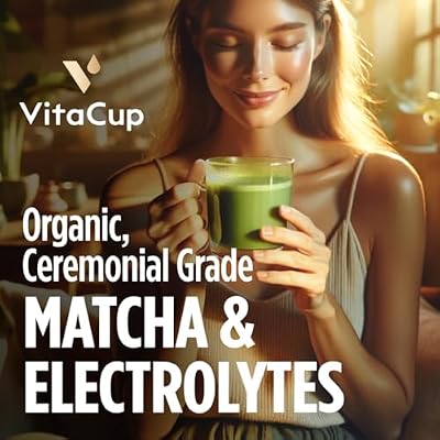VitaCup Hydration Matcha Instant Packets, for Natural Energy and Detox, w/Electrolytes, Ceremonial Grade Organic Matcha, Coconut Water, Pink Himalayan Salt, Magnesium, in Single Serve Sticks, 20 Ct