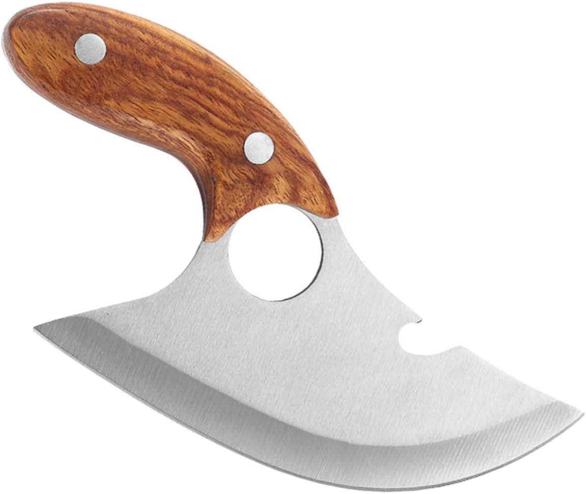 Stainless Steel Meat Cutter Wooden Handle for Home Kitchen Use