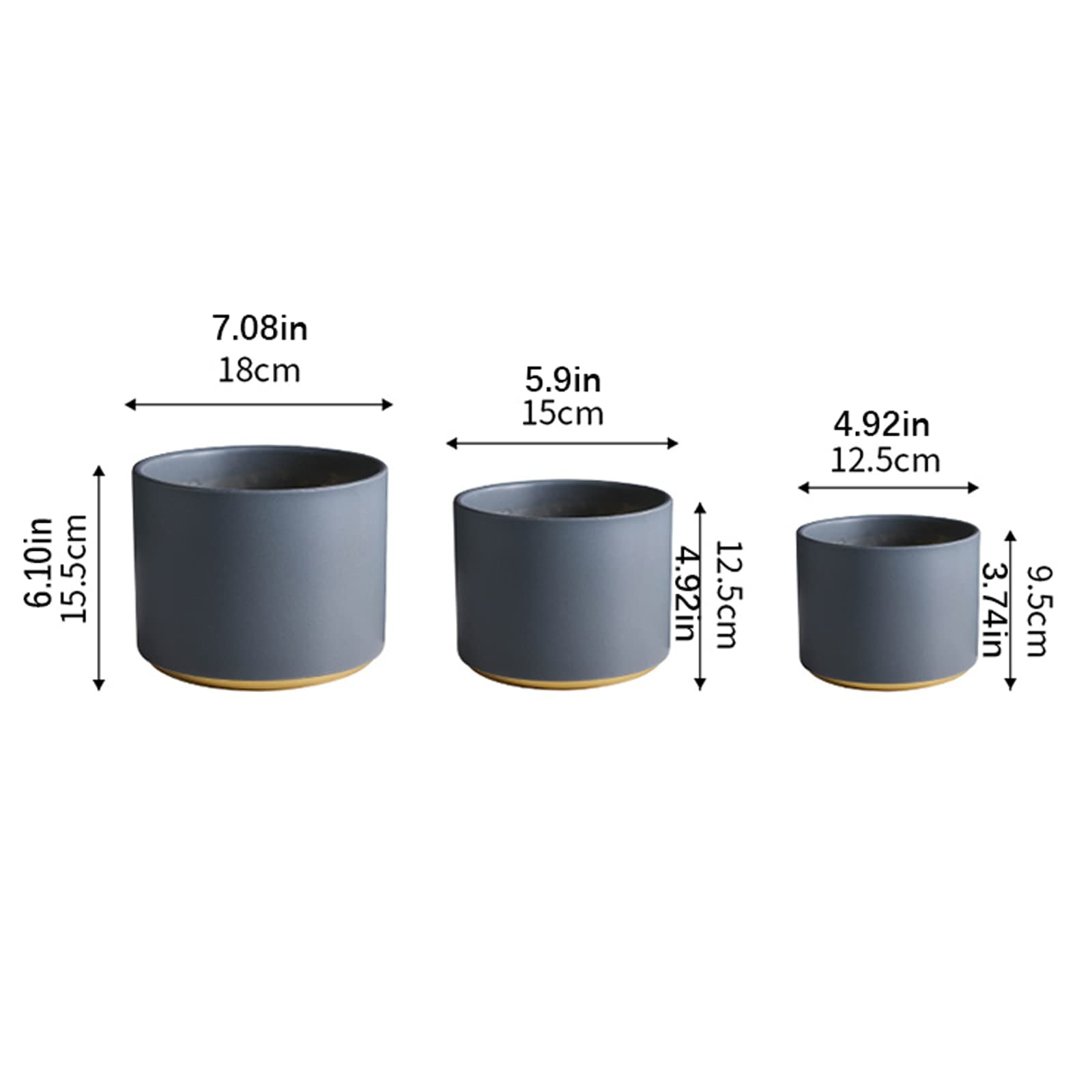 Vasi da Giardino 4.9/5.9/7 "Vaso per Piante - Cilindro Fioriere per Fiori in Ceramica Contenitori Moderni per Piante grasse con Foro di Scarico per Decorazioni per l'home Office
