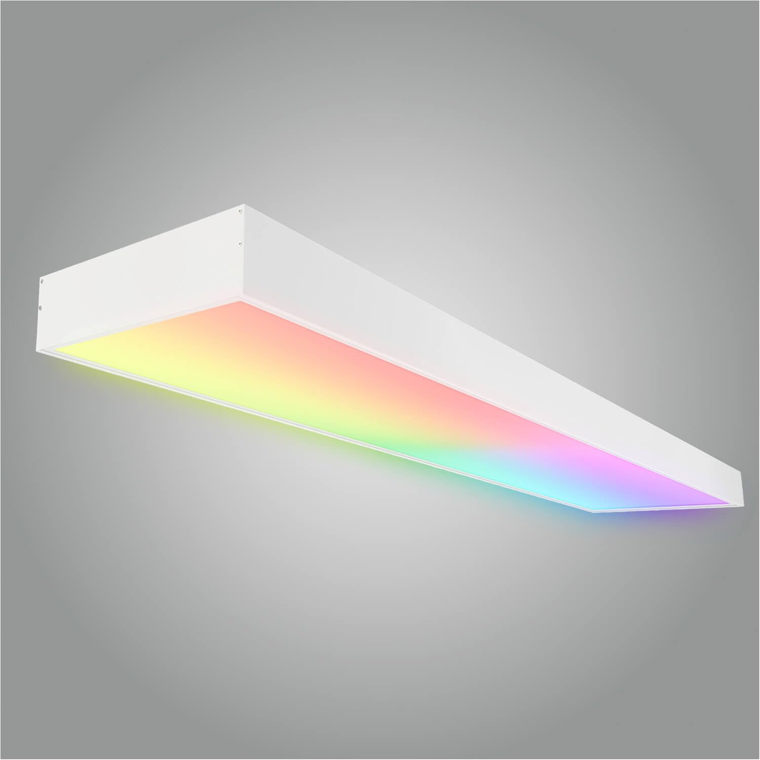 Smart Home LED Panel Deckenleuchte RGB+CCT 120x30cm Farbsteuerung variables weiß 2700-6500K 4800lm dimmbar inkl. Fernbed. App-steuerbar Alexa Google Assistant Bluetooth WiFi Android iOS 1200x300x68mm