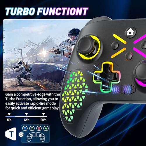 Image of Gamrombo Wireless Gaming Controller Compatible with Xbox One S /X, Xbox Series X /S Windows 10 /11 PC Gaming Controller with Adjust RGB Light /Audio Jack /Turbo /Macro /Dual Shock