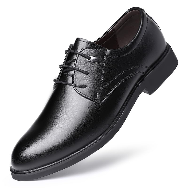 Dress Oxford Formal Shoes for Men Lace Up Black Faux Leather Solid Color Derby Shoes Block Heel Non Slip Anti-Slip Prom