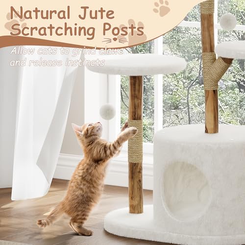 Árbol para gatos moderno de madera natural 24.41 in miniatura 5