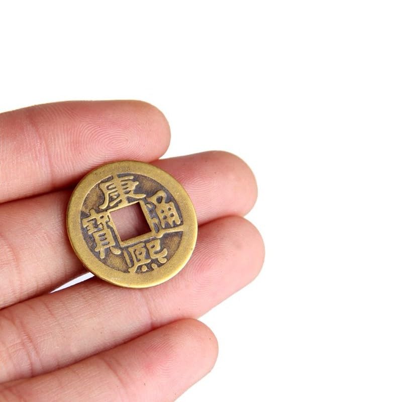 Lot De 10 Pièces De Monnaie Chinoises Feng Shui En Laiton - Diamètre 2,3 Cm, Trou Carré - Porte-bonheur, Décoration Voiture, Maison, Suspension