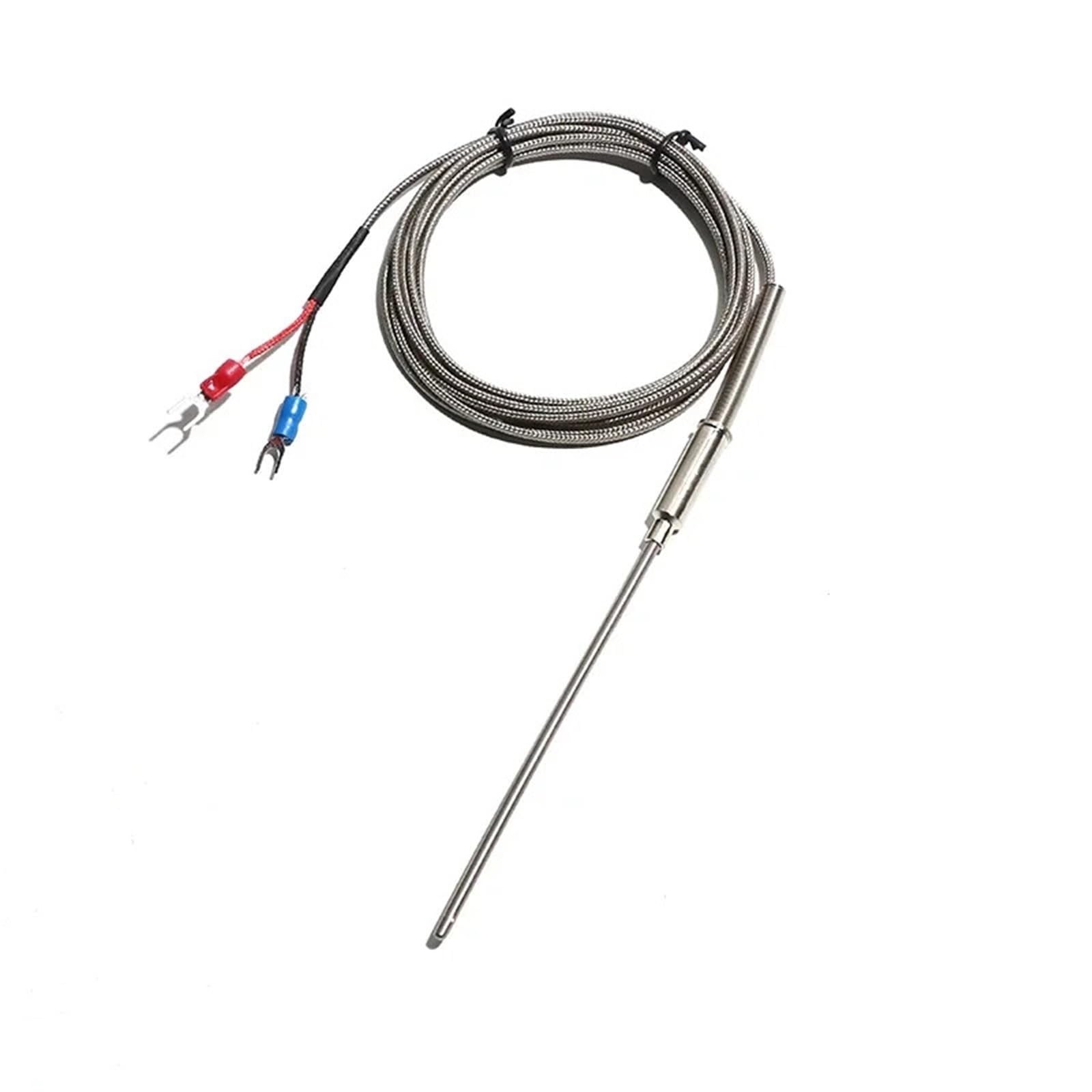 1 unidad de termopar tipo K blindado WRNK-191 de 1,5 m con cable aislado de acero inoxidable trenzado, sonda flexible de 100/200/300 mm(Probe 8x300mm)