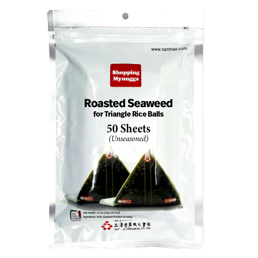 Myungga [50 Sheets] Seaweed Wrappers for Triangular Onigiri Rice Ball (50sheets)