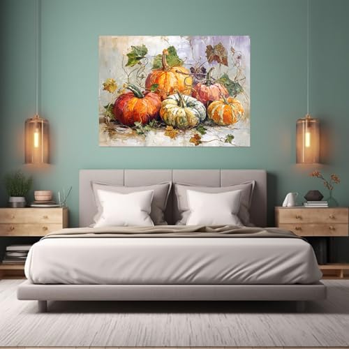 Poster Halloween citrouille verte pour salon et bar 70x100cm