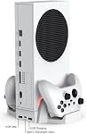 Cooling Stand for Xbox Series S with Dual Cooling Fan 3 Level Adjustable Speed, Dual Controller Charger with LED Indicator USB Port -2x800mAh Rechargeable Battery Pack for XSX|S/One S/X