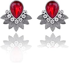Bold N Elegant Oxidized Silver Opal Stone Crystal Inlaid Water Drop Large Studs Attractive Latest Statement Earrings for Girls