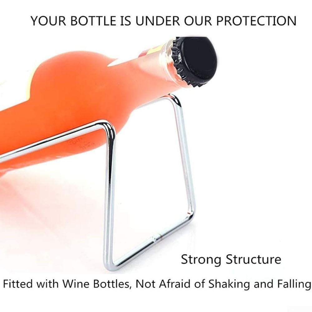 4 supporti per bottiglie di vino, portabottiglie in metallo, espositore per bottiglie di vino e liquori (argento)