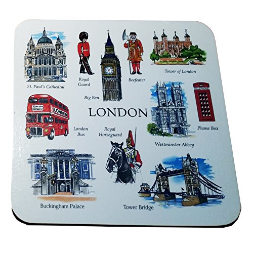 My London Souvenirs - Posavasos (4 unidades), diseño con motivos de Londres