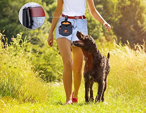 AMZNOVA Leckerli-Trainingstasche, Mehrzweck- und tragbare Leckerli-Tasche für Welpen, Verstellbarer Bund und Kotbeutelspender für Spaziergänge, Wandern, Heideblau