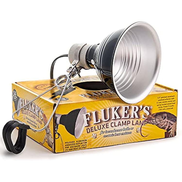 Fluker's Repta-Clamp Lamp, Heavy Duty Clamp Light For Reptile Tanks and Terrariums, UL/CUL Approved, Great for Reptile Basking, 75-Watt Maximum with On/Off Switch, 5.5