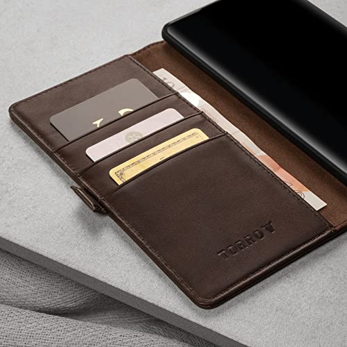 TORRO Case Compatible with Samsung Galaxy S22 Ultra 5G – Premium Leather Wallet Case with Kickstand and Card Slots (Dark Brown) by TORRO - Used condition - Image 4