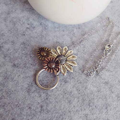 NOUMANDA Antique Gold Silver and Rose Gold 3 Sunflower Eyeglass Holder Pendant Necklace3