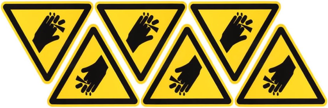 6pcs Self-adhesive Cutting Hand Warning Stickers 100mm Equilateral Triangle Safety Caution Labels for Machinery Industrial Hand Injury Prevention