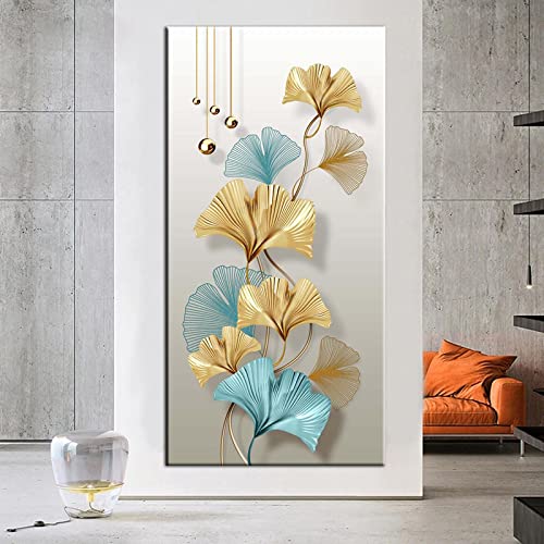 Poster plante verte dorée grand format 70x140cm impression sur toile - 3