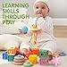 JOYIN Baby Toys - Montessori Toys for Babies, Food-Grade Sensory Present Infant Stacking Circles Teether, Blocks, 3D Stress Balls, Pull String, Learning Gifts for Baby Girls Boys