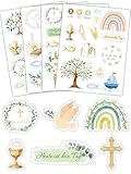 16 Bögen Sticker Set zur Kommunion, Konfirmation Taufe Firmung & Erstkommunion, Aufkleber als Deko Geschenk für Gästebuch, Fotoalbum, Scrapbook, Erinnerungsbuch & Karten – Für Mädchen und Jungen