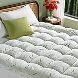Jov5tic 3 Inch Breathable Bamboo Mattress Topper - 1500GSM 3D+7D Down Alternative Fill,Viscose Made from Bambu,Cooling Firm Pillow Top Mattress Pad (Queen,60'x80')
