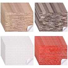FOBSME 12 Sheets Miniature Dollhouse Wallpaper and Flooring Mini Dollhouse Floorboards Wall Paper Self-Adhesive Flooring Wall Tiles 8.27 x 11.69 Inch Mini DIY Dollhouses Accessories, 4 Styles