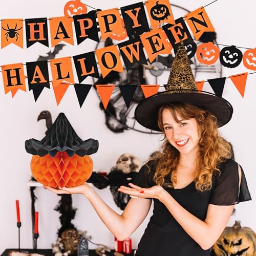 Bannière Happy Halloween durable avec suspensions alvéolées pliables et légères - 2