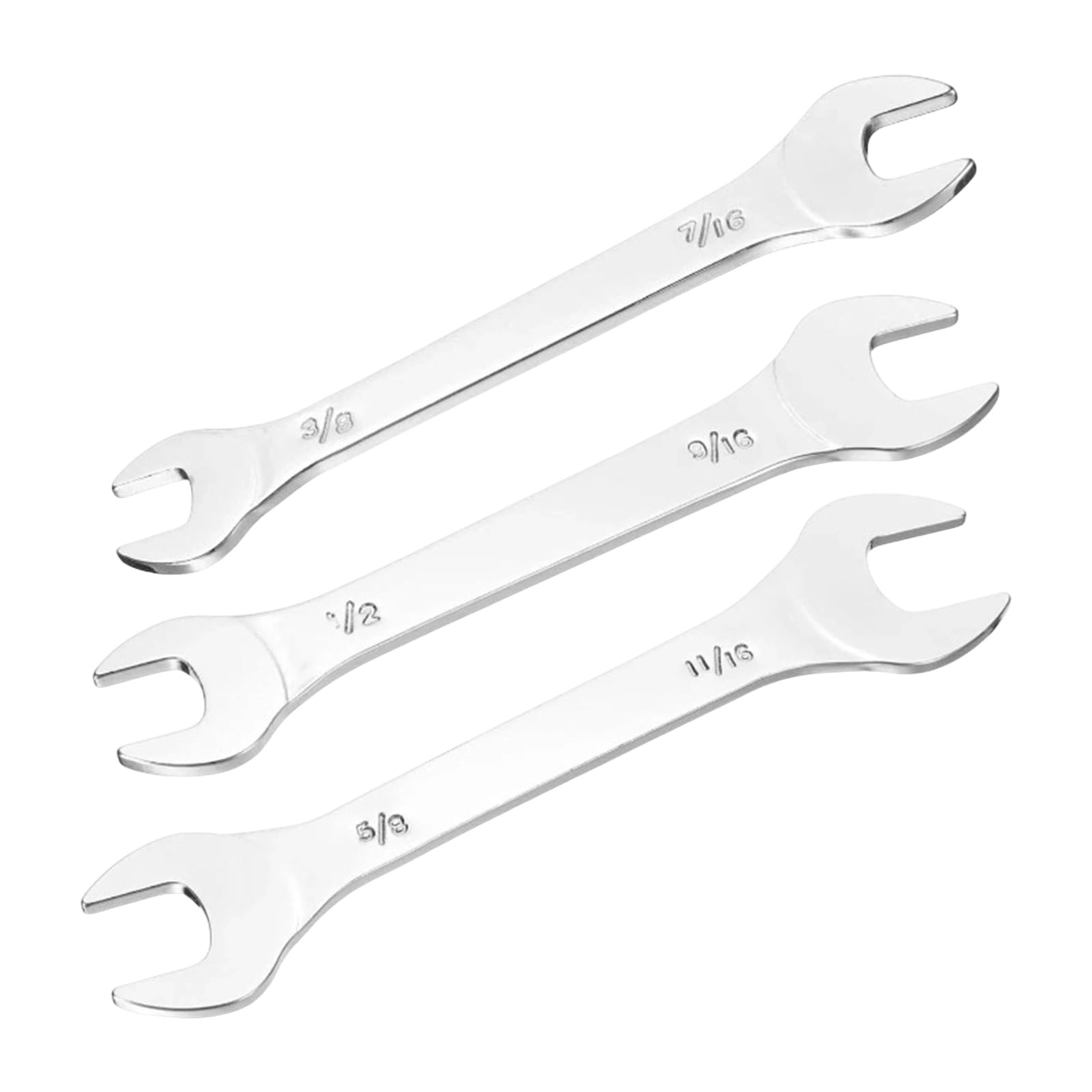 Thin Profile Open End Wrench Set with SAE Inch Sizes, 3 Piece Double End Hand Tool for Tight Fastener Access in Automotive and Motorcycle Repair Sae Spanner Inch Spanner Open Jaw Wrench Thin Heads Set