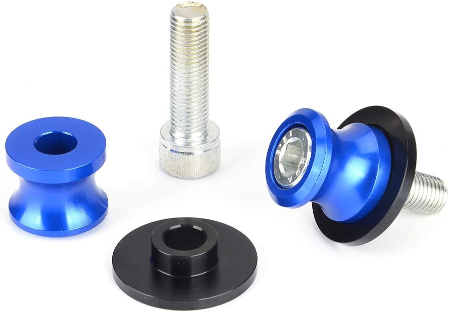 Goldfire 2pcs 10MM M10 X1.25 Motorcycle Swing arm Sliders Spools CNC Swing Arm Stand Screw for FZR 1000/600R/400 for Kawasaki Z750 /Z750S/ Z750R /ER-6F /ER-6N /Duke 125/200/390 (Blue) : Automotive