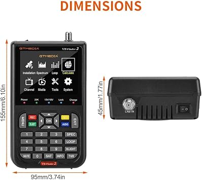 GT Media V8 Finder2 Satellite Finder Meter Digital Satellite Finder Meter Satellite Detection DVB-S2X Signal Receiver Decoder H.264 HD 3.5 Inch LCD 4000 mAh for Setting the Satellite Dish