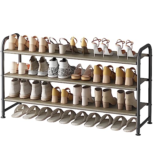 INGIORDAR Shoe Rack 3 Tier Long Storage Organizer Wide Metal Shoe Shelf for Closet Entryway Bronze