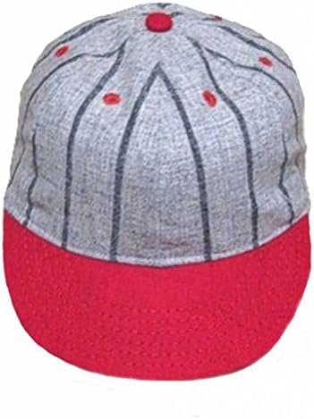 Ideal Cap Co. Gray with Navy Pinstripe Brooklyn Style Vintage Baseball Cap Cap Circa 1910 7 3/4 Gray/Navy/Red