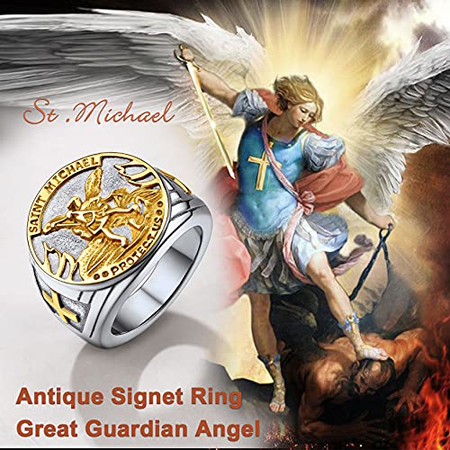 U7 Anel de São Miguel/Santo Cristóvão 18 k banhado a ouro aço inoxidável sinete redondo anéis arcanj