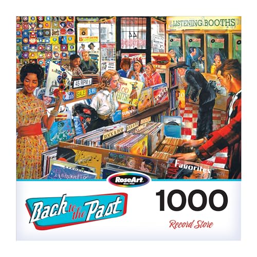 RoseArt - Back to The Past - Record Store - 1000 Piece Jigsaw Puzzle for Adults by RoseArt - Used condition - Image 4