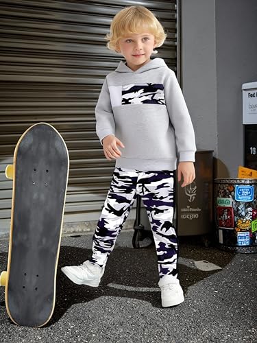 Image of 2-6T Toddler Baby Boy Clothes Long Sleeve Hooded Pullover Colorblock Sweatshirt + Pants 2pcs Fall Winter Outfit Set