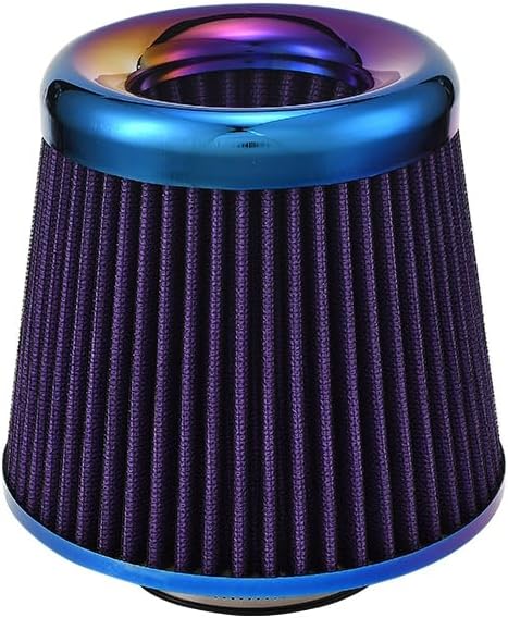 Blueshyhall Universal Clamp-On Air Intake Filter, Car High Flow Cold Air Inlet System Round Tapered Head Replacement Filter, Fit Intake Tube with 3 inch Diameter - Purple