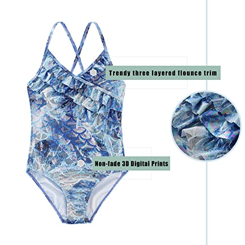 Image of Girls One Piece Swimsuits Mermaid Bathing Suits Summer Swimsuit 2-14 Years