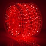 Wintergreen Lighting 150' 1800-Bulb Heavy Duty Incandescent Red Rope Light Kit – Christmas Light Rope Outdoor, Christmas Light Rope Light Color – Includes Accessories, 120V, ½ Inch, 2-Wire