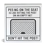 Funny Bathroom Sign Hockey Bathroom Wood Block Sign Decorative Desk Sign Toilet Restroom Home Shelf Tabletop Decor 5 X 5 Inches