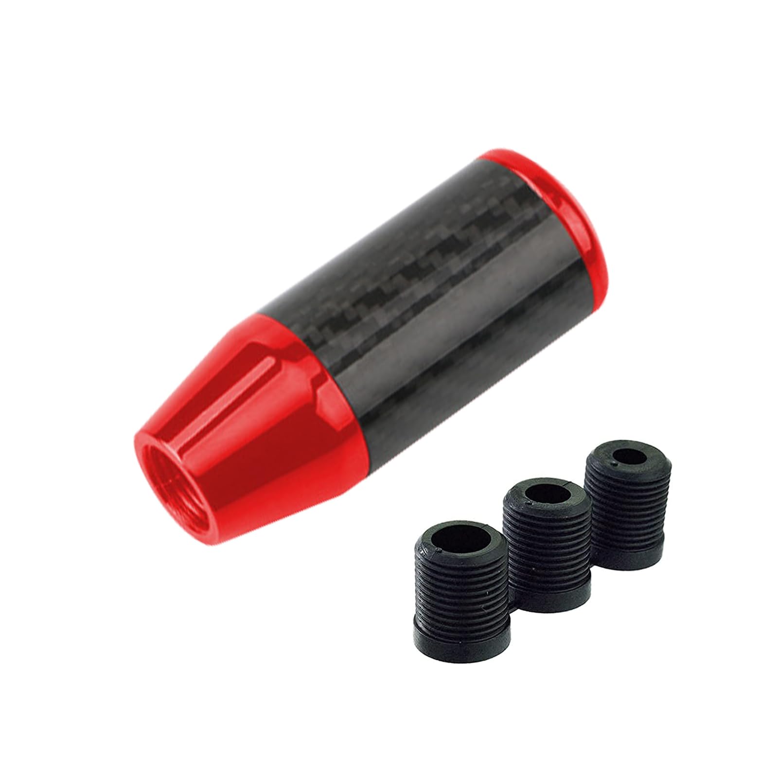 Pack-1 Car Carbon Fiber Shift Knob, 3.54" Buttonless Removable Shifter, Car Gear Lever Stick Shift Handle, Universal for Most Cars (Red)
