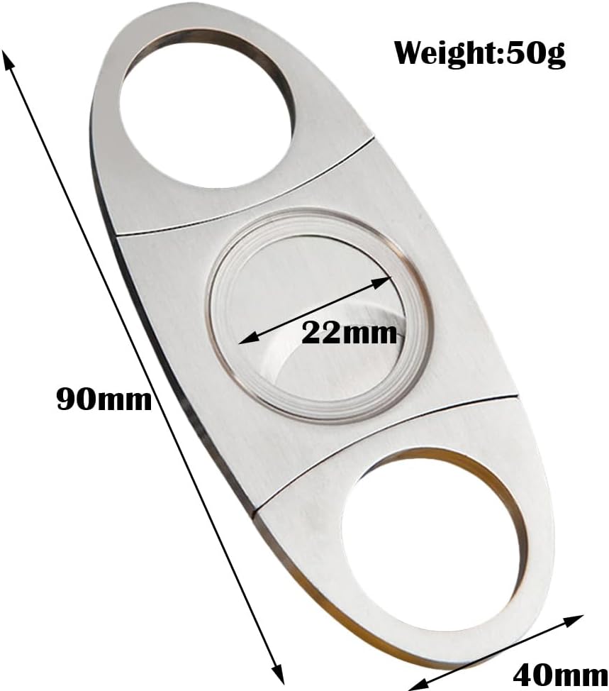 Cigar Cutter Stainless Steel Double Blade Guillotine Hole Puncher Metal Pocket Smoking Tool Case Silver