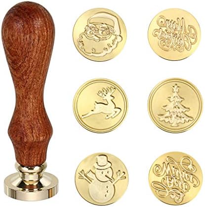Sumnacon Wax Seal Stamp Set for Christmas Themed, 6 pieces Removable Sealing Brass Stamp Head, Arts & Crafts Sealing Stamp Kit for Creative Gift, Envelopes Invitations Cards