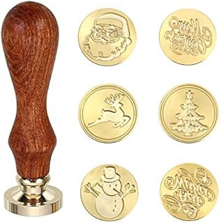 Sumnacon Wax Seal Stamp Set for Christmas Themed, 6 pieces Removable Sealing Brass Stamp Head, Arts & Crafts Sealing Stamp Kit for Creative Gift, Envelopes Invitations Cards