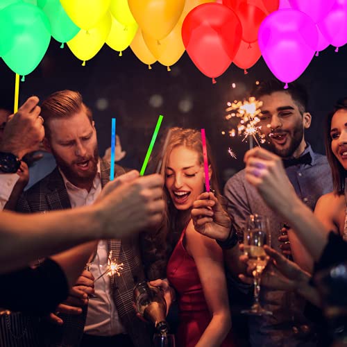 Glow Party Supplies And Neon Party Decorations, Include 100 8" Glow Sticks Party Pack With 100 12 Inch Neon Balloons Glow In The Dark Party For Birthday, Wedding, Party Favors For Kids And Adults #TOP6