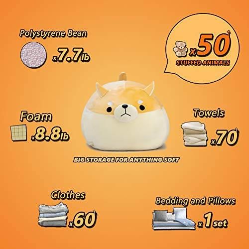 Cuebear Stuffed Animal Storage Bean Bag Chair Cover For Kids Yellow Dog Shiba Inu Bean Bag Chair For Girls Large Size Toy Organizer Cover Only Without Filling #TOP4